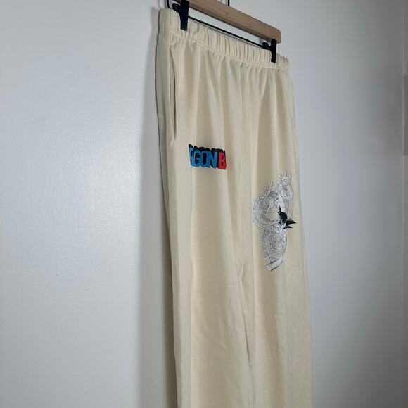Dragon Ball Z Crunchy Roll Anime Graphic Print Beige Jogger Sweatpants Medium - Picture 3 of 8